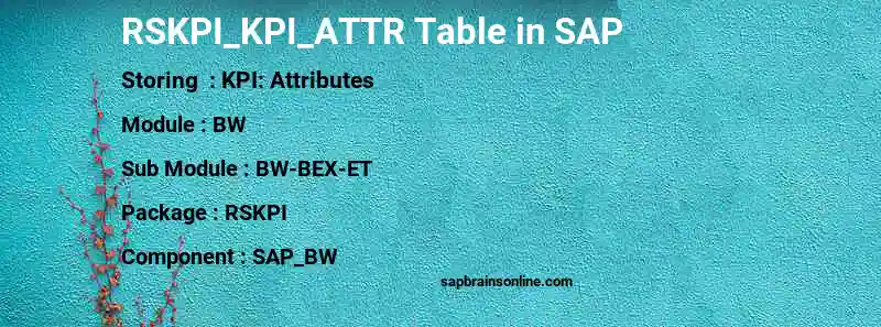 SAP RSKPI_KPI_ATTR table
