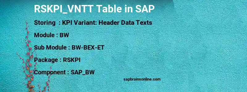 SAP RSKPI_VNTT table
