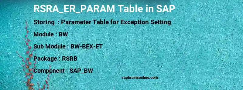 SAP RSRA_ER_PARAM table