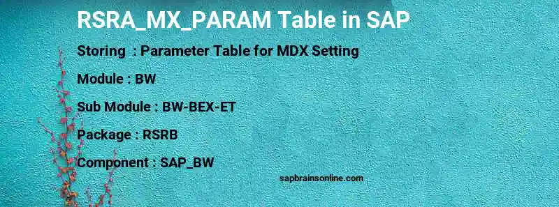 SAP RSRA_MX_PARAM table