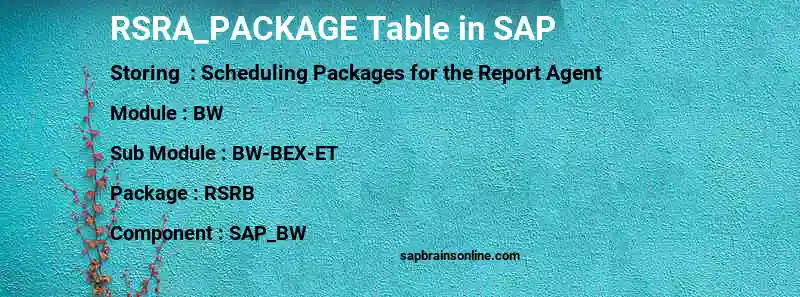 SAP RSRA_PACKAGE table