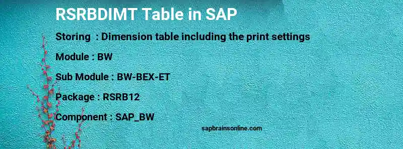 SAP RSRBDIMT table