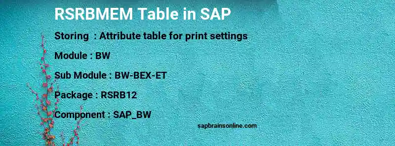 SAP RSRBMEM table
