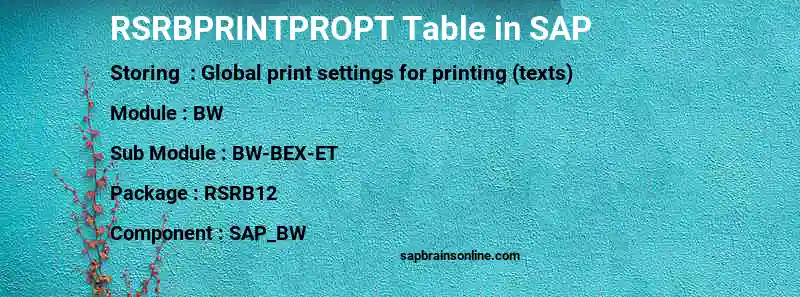 SAP RSRBPRINTPROPT table
