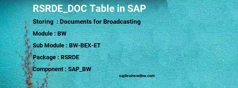 SAP RSRDE_DOC table