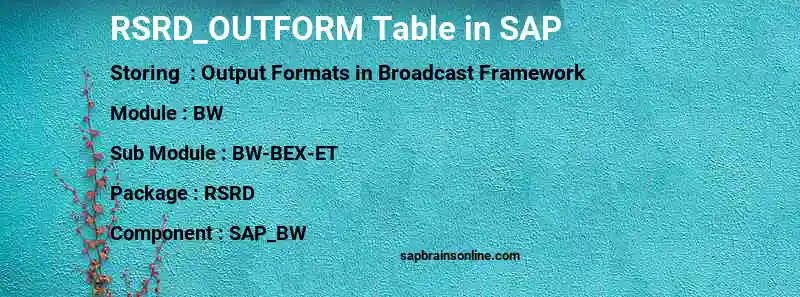 SAP RSRD_OUTFORM table