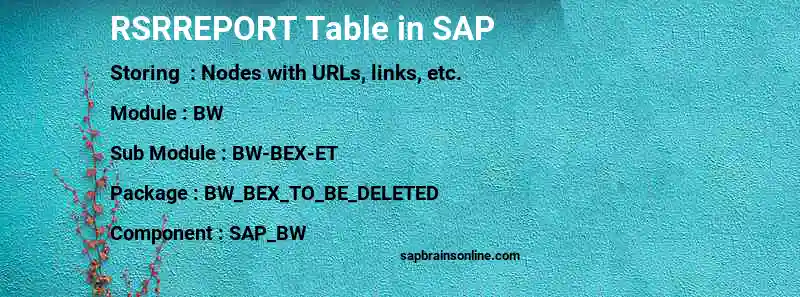 SAP RSRREPORT table