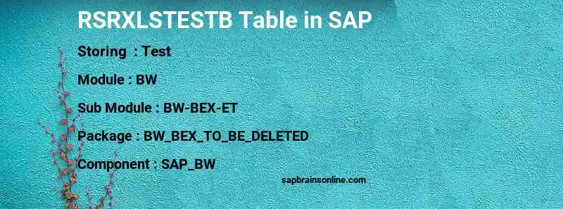 SAP RSRXLSTESTB table