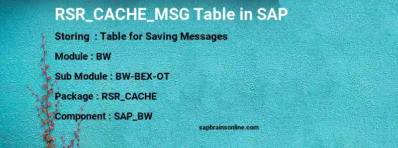 SAP RSR_CACHE_MSG table