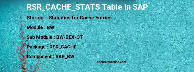 SAP RSR_CACHE_STATS table