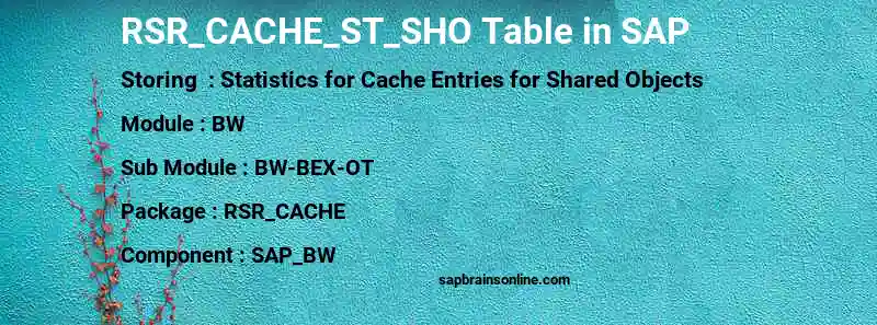 SAP RSR_CACHE_ST_SHO table