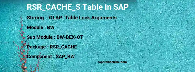 SAP RSR_CACHE_S table