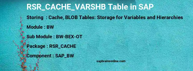SAP RSR_CACHE_VARSHB table