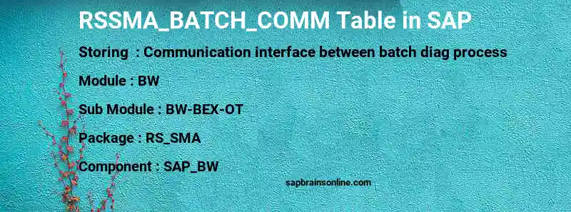 SAP RSSMA_BATCH_COMM table