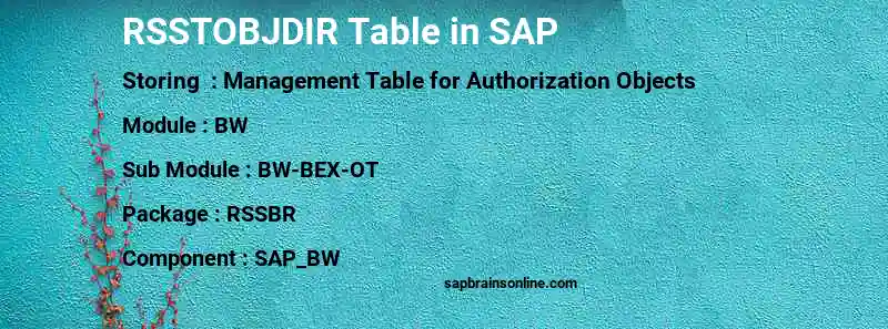 SAP RSSTOBJDIR table