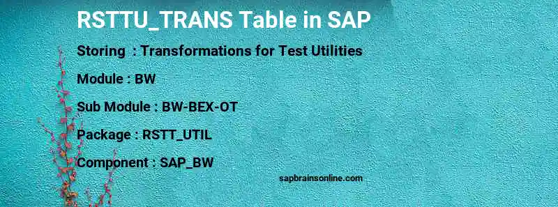 SAP RSTTU_TRANS table