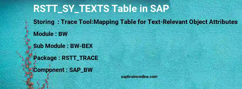 SAP RSTT_SY_TEXTS table