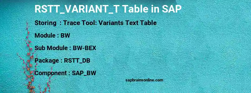SAP RSTT_VARIANT_T table