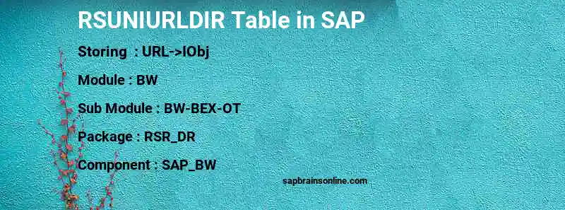 SAP RSUNIURLDIR table