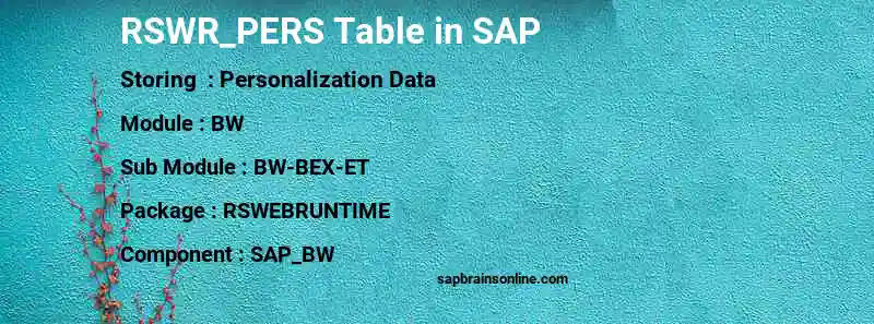 SAP RSWR_PERS table