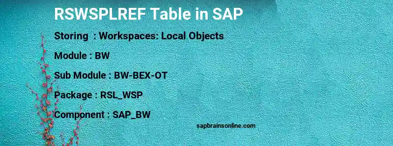 SAP RSWSPLREF table
