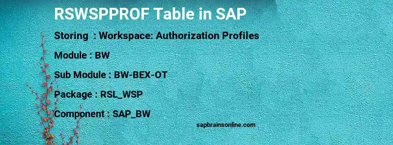 SAP RSWSPPROF table