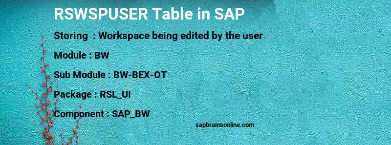 SAP RSWSPUSER table