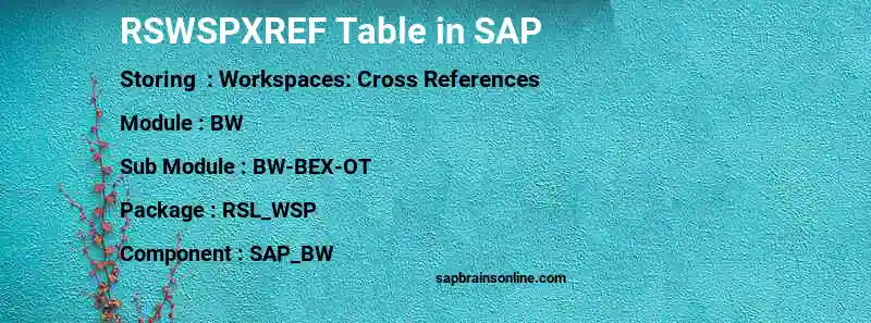 SAP RSWSPXREF table