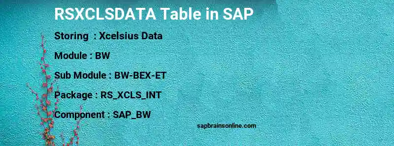 SAP RSXCLSDATA table