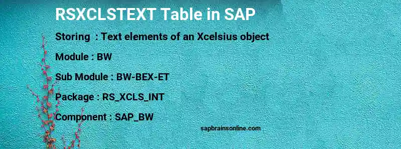 SAP RSXCLSTEXT table