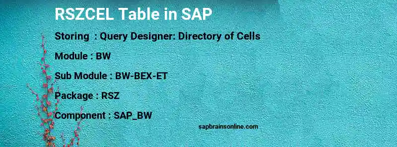 SAP RSZCEL table
