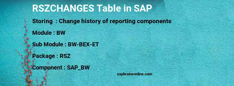 SAP RSZCHANGES table