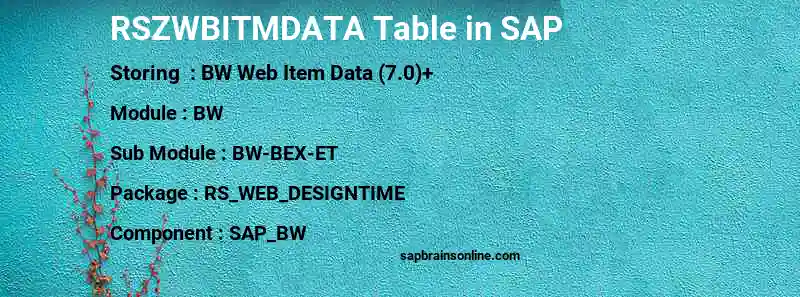 SAP RSZWBITMDATA table