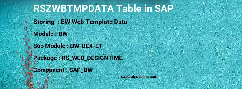 SAP RSZWBTMPDATA table
