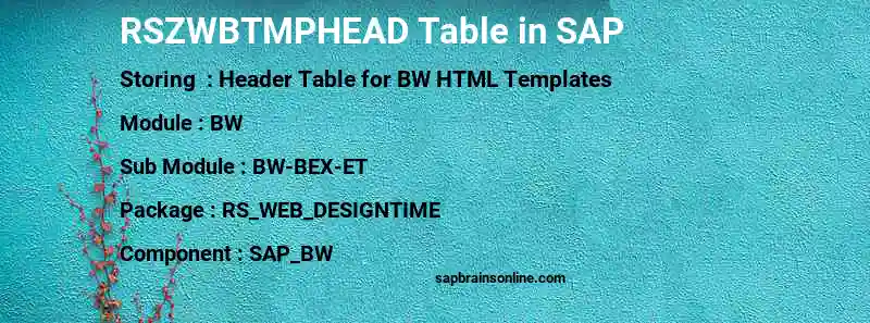 SAP RSZWBTMPHEAD table