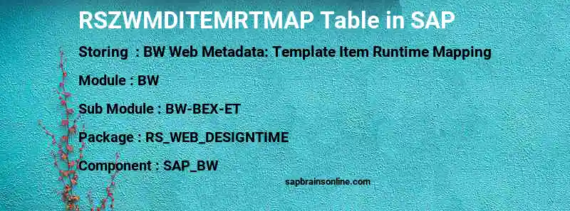 SAP RSZWMDITEMRTMAP table