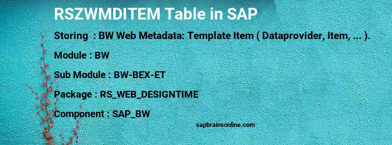 SAP RSZWMDITEM table