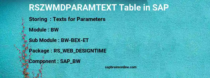 SAP RSZWMDPARAMTEXT table