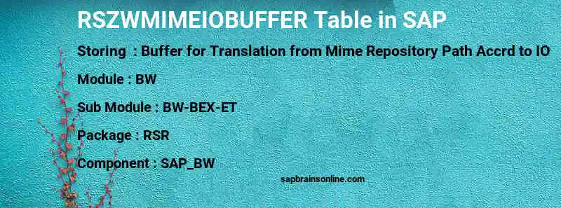 SAP RSZWMIMEIOBUFFER table