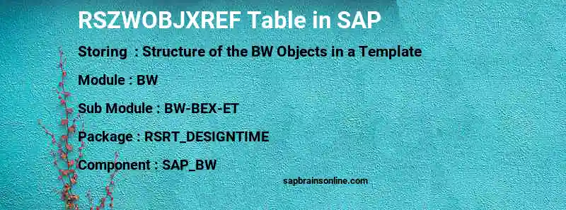 SAP RSZWOBJXREF table