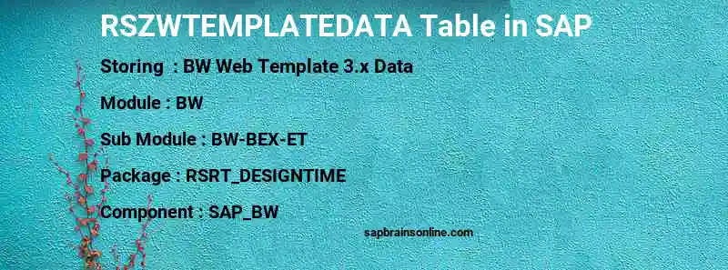 SAP RSZWTEMPLATEDATA table