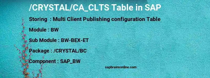 SAP /CRYSTAL/CA_CLTS table