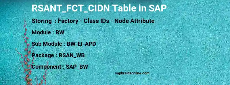 SAP RSANT_FCT_CIDN table