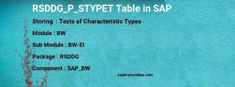 SAP RSDDG_P_STYPET table