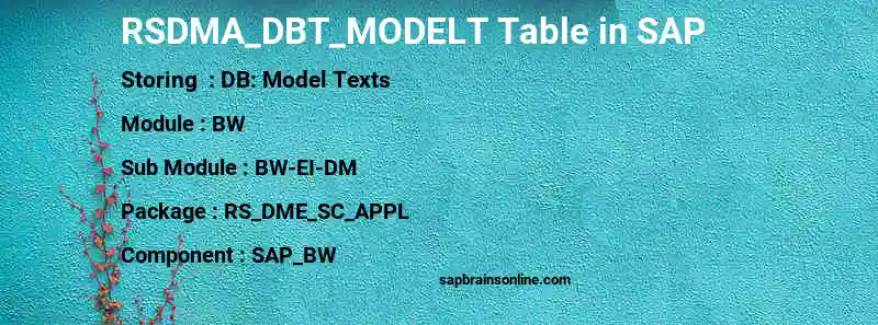 SAP RSDMA_DBT_MODELT table