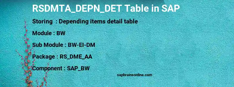 SAP RSDMTA_DEPN_DET table