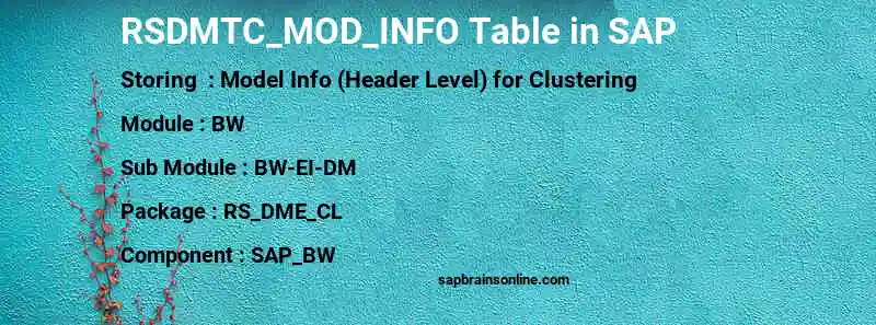 SAP RSDMTC_MOD_INFO table