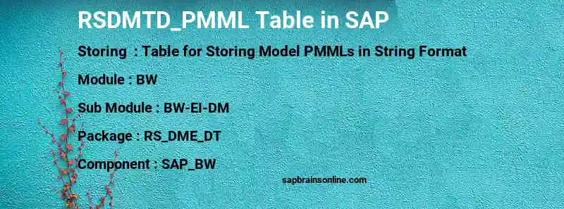 SAP RSDMTD_PMML table
