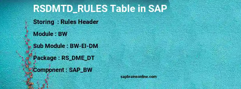SAP RSDMTD_RULES table