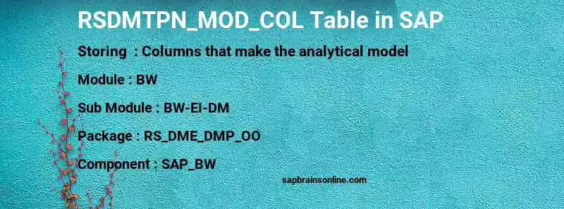 SAP RSDMTPN_MOD_COL table
